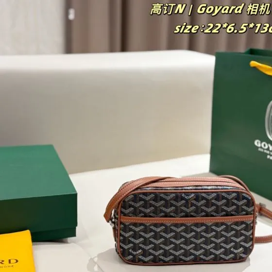 Goyard Canvas with Brown Leather Trim 22 6 5 13cm crossbody 1 1 Replica