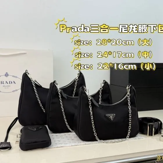 Prada Re-Edition 2005 Nylon black 22 16cm 24 17cm 28 20cm shoulder crossbody AAA Quality Replica