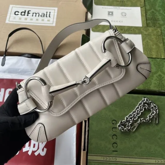 Gucci Horsebit Chain White shoulder AAA Quality Replica