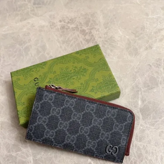Gucci GG Supreme Grey Black 13 5x8cm everyday Premium Replica