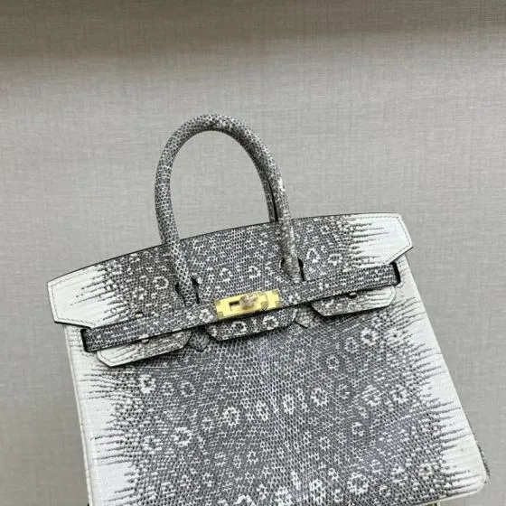 Hermes Birkin 25 Gray White Lizard 25cm everyday — 1:1 Replica