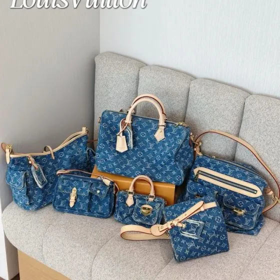 Louis Vuitton Blue denim Monogram shoulder 1 1 Replica