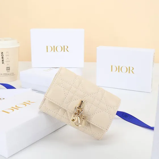 Dior S0966OQDC Beige wallet Premium Replica