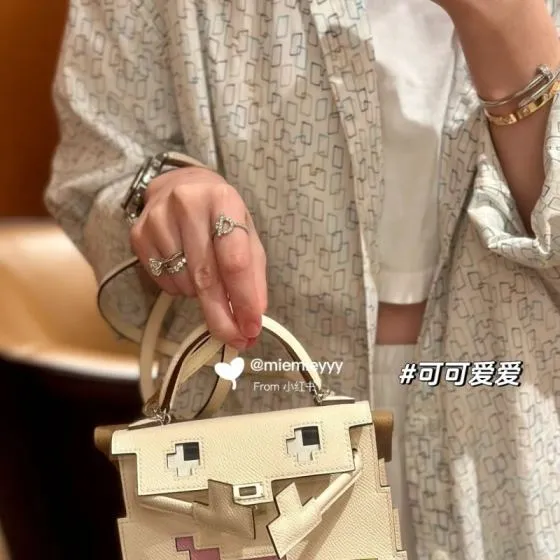Hermes Kelly Doll Craie with multicolor accents mini crossbody 1 1 Replica
