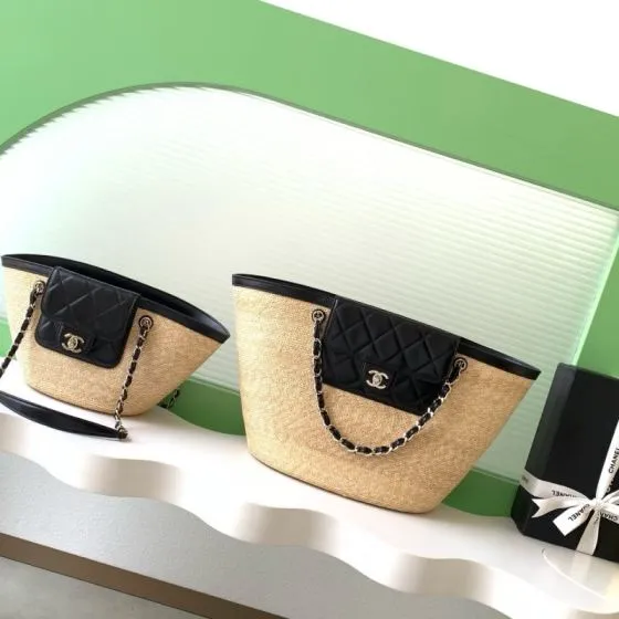 Chanel Beige and Black tote AAA Quality Replica
