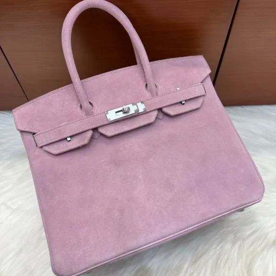 Hermes Birkin 30 Pink suede 30cm everyday — AAA Quality Replica