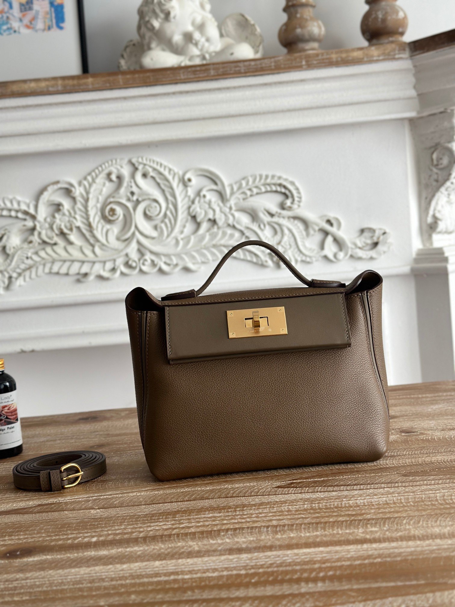Hermes 2424 Brown mini crossbody everyday