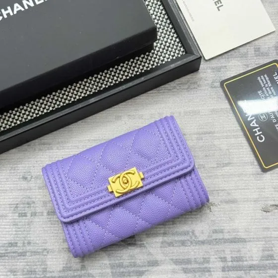 Chanel Boy Purple 11x8 5x3cm wallet Top Quality Replica