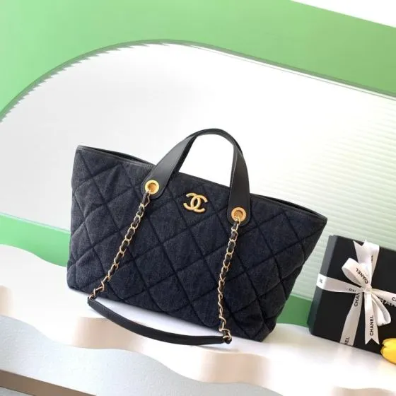 Chanel Dark Denim Black tote AAA Quality Replica