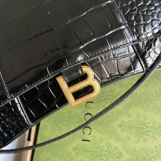 Balenciaga Hourglass Black 23x14x10cm shoulder bag 1 1 Replica