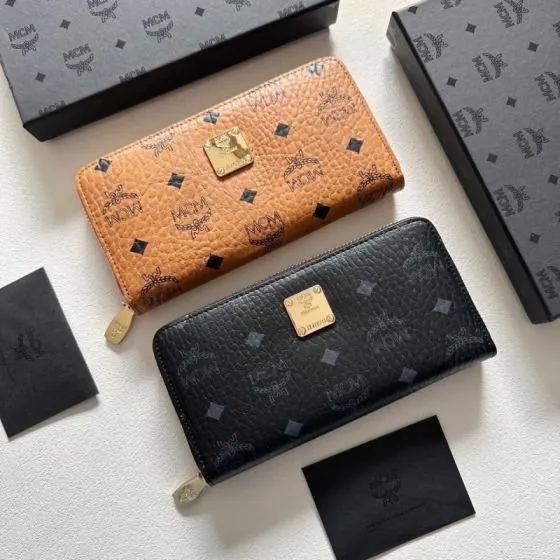 MCM Cognac Visetos Monogram Black Visetos Monogram wallet on chain Top Quality Replica