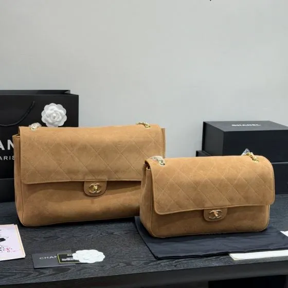 Chanel Maxi Flap Camel suede Maxi shoulder AAA Quality Replica