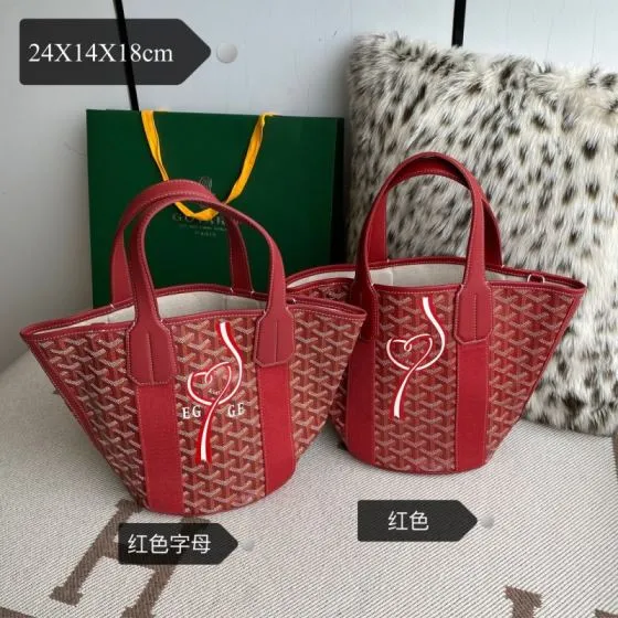 Goyard Red Canvas 24x14x18cm tote 1 1 Replica