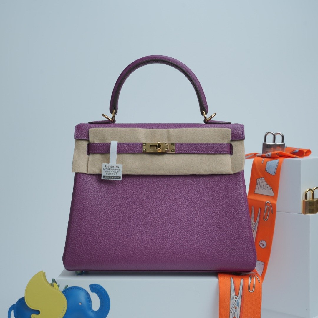 Hermes Kelly Purple Togo leather shoulder everyday