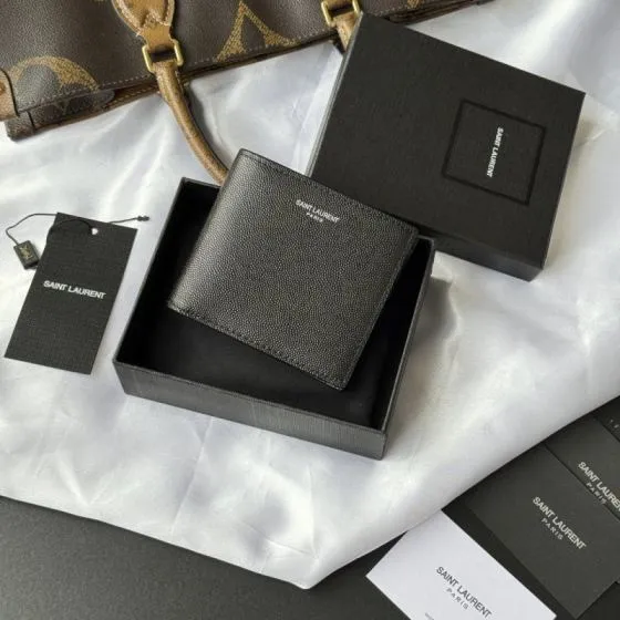 Saint Laurent Black grained leather wallet — 1:1 Replica