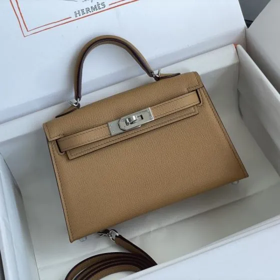 Hermes Mini Kelly II Beige mini crossbody 1 1 Replica