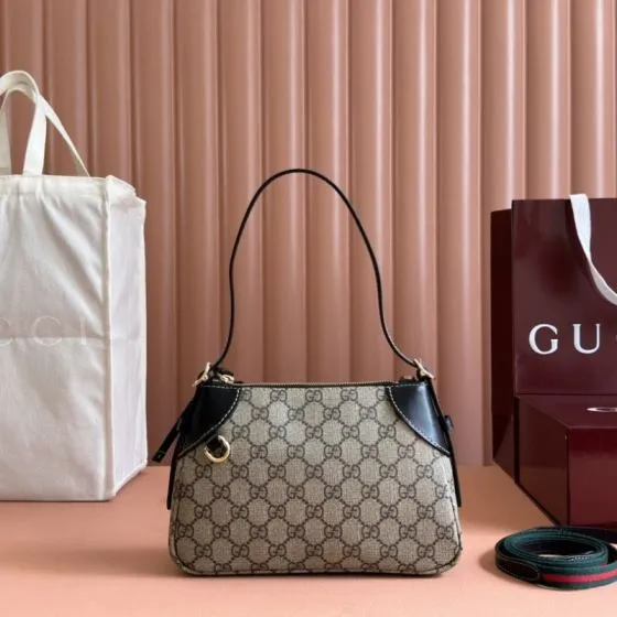 Gucci Ophidia GG Supreme beige and black shoulder 1 1 Replica