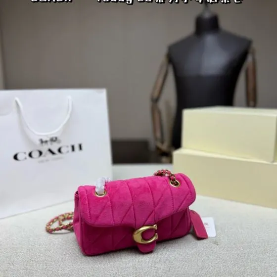 Coach Tabby Fuchsia suede 20cm crossbody Premium Replica