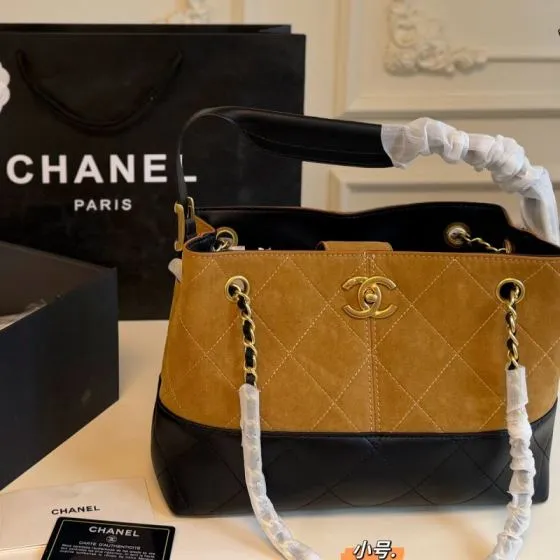 Chanel Tan Black small shoulder Top Quality Replica