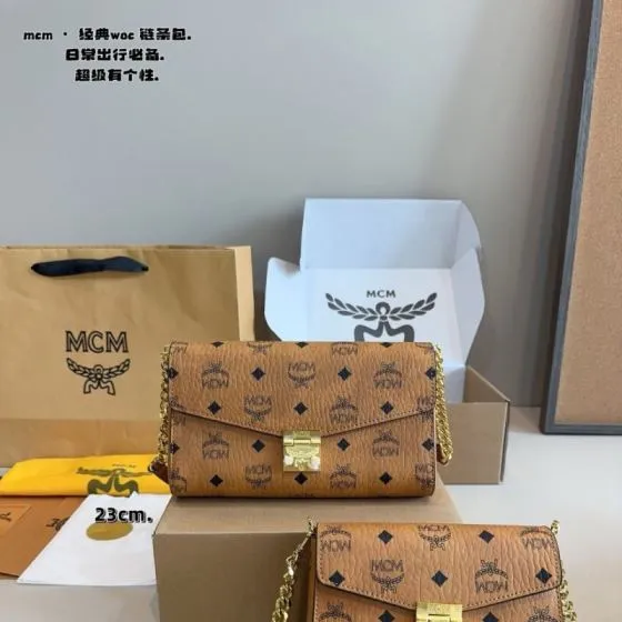 MCM WOC Cognac Visetos Monogram 23cm crossbody Top Quality Replica