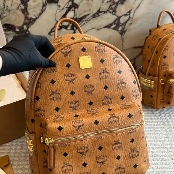 MCM Stark Cognac Visetos 37 30cm backpack 1 1 Replica