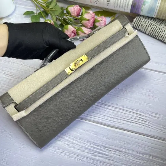 Hermes Kelly Cut Gray Epsom leather 31 evening AAA Quality Replica