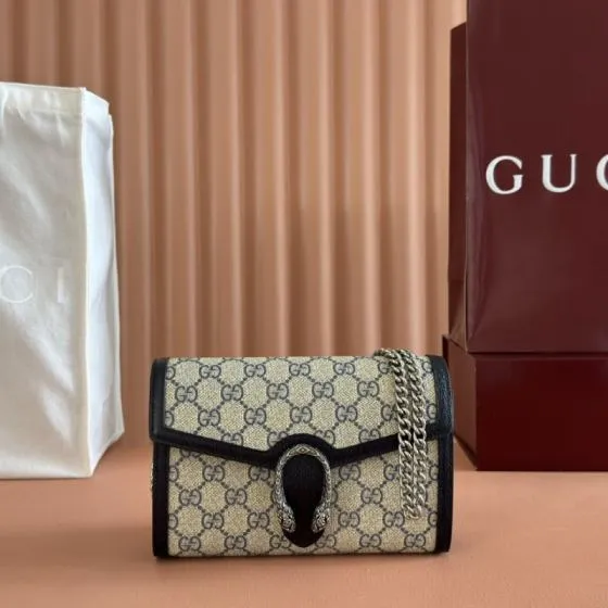 Gucci Dionysus GG Supreme beige black 20 13 5 4cm crossbody Top Quality Replica