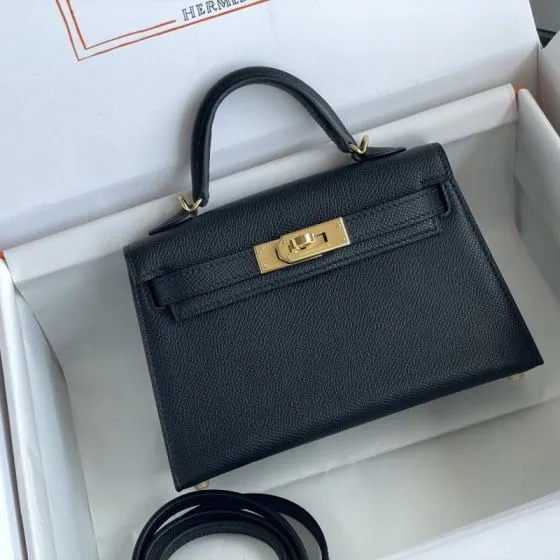 Hermes Kelly Mini II Black mini crossbody Top Quality Replica