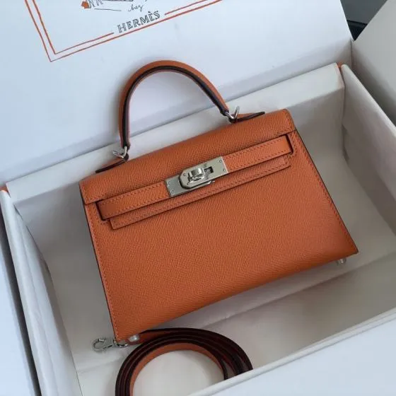 Hermes Mini Kelly II Orange mini crossbody Top Quality Replica