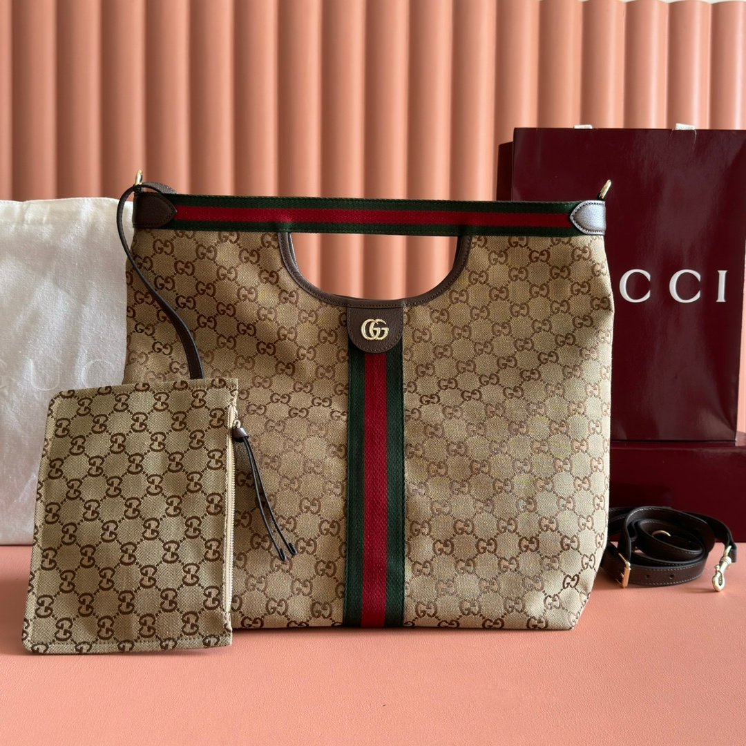 Gucci Giglio Beige GG canvas with Web stripe tote everyday