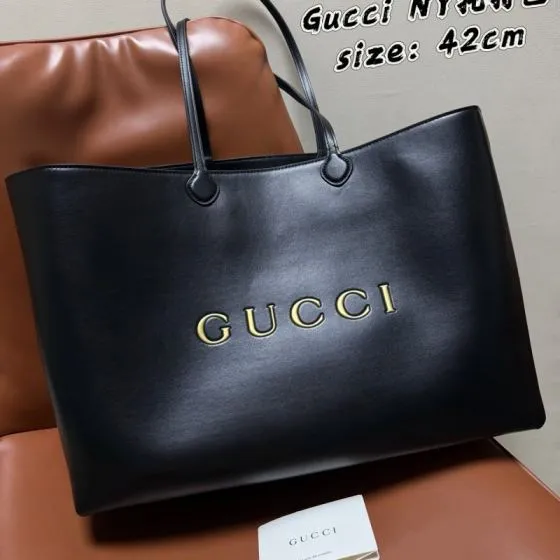 Gucci Black leather 42cm tote Premium Replica