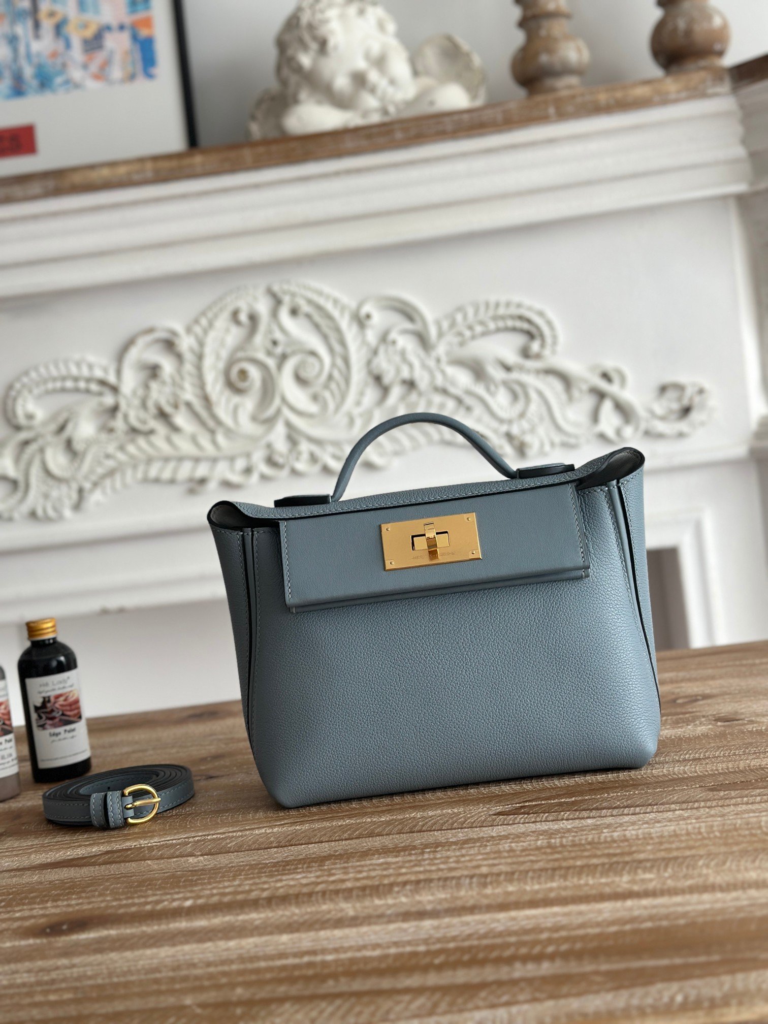 Hermes 2424 Blue Grey mini shoulder everyday