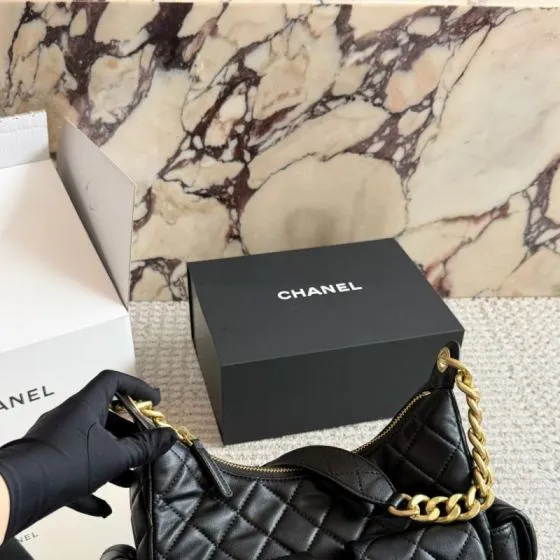 Chanel Hobo Black shoulder Premium Replica