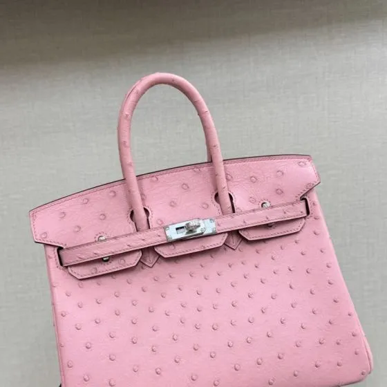 Hermes Birkin 25 Pink ostrich leather 25cm everyday — Top Quality Replica