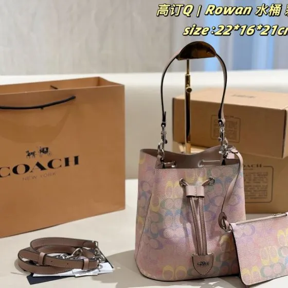 Coach Rowan Rainbow Signature Coated Canvas 22 16 21cm crossbody Top Quality Replica