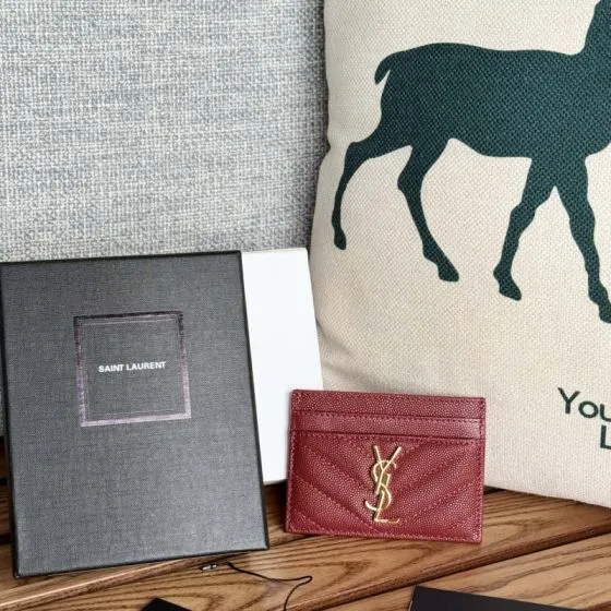 Saint Laurent Classic Card Holder Red grained leather — 1:1 Replica