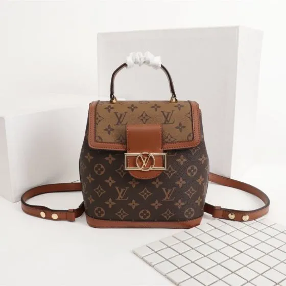 Louis Vuitton Lockme Monogram Canvas and Brown Leather 22 x 28 x 13 cm everyday AAA Quality Replica