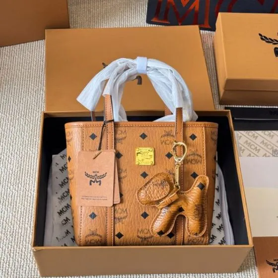 MCM Toni Cognac Visetos 20cm tote AAA Quality Replica