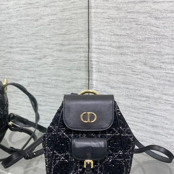 Dior Caro Black Tweed Black Leather crossbody — 1:1 Replica