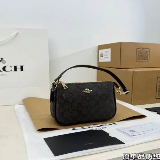 Coach Nolita 19 Brown Black Signature Coated Canvas 19cm shoulder 1 1 Replica