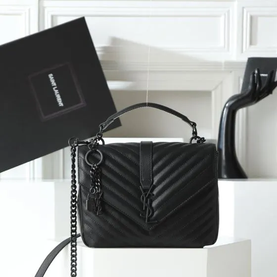 Saint Laurent College Black 24x20x8 5cm shoulder — AAA Quality Replica