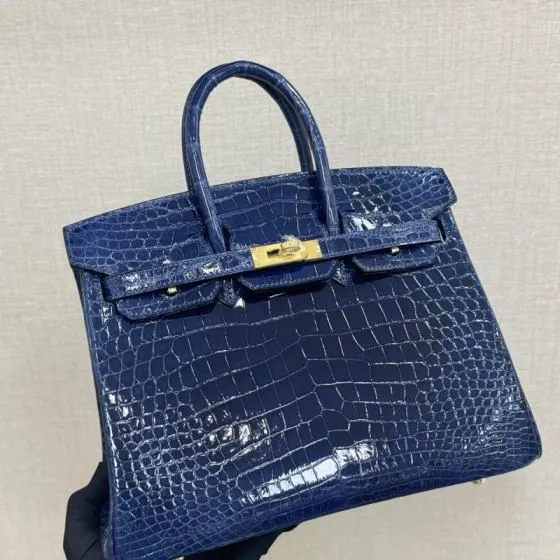 Hermes Birkin 25 Blue Crocodile 25cm everyday — AAA Quality Replica