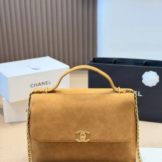 Chanel Coco Handle Tan suede shoulder Top Quality Replica