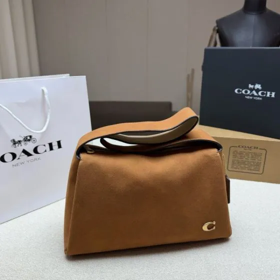Coach Lola Brown suede 29cm shoulder AAA Quality Replica
