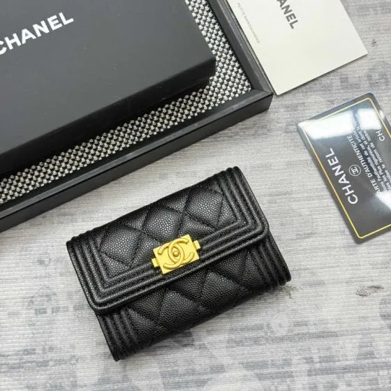 Chanel Boy Black caviar 11x8 5x3cm wallet 1 1 Replica