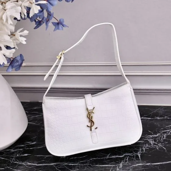 YSL 8003 White Crocodile-embossed 23x16x6 5cm shoulder — 1:1 Replica