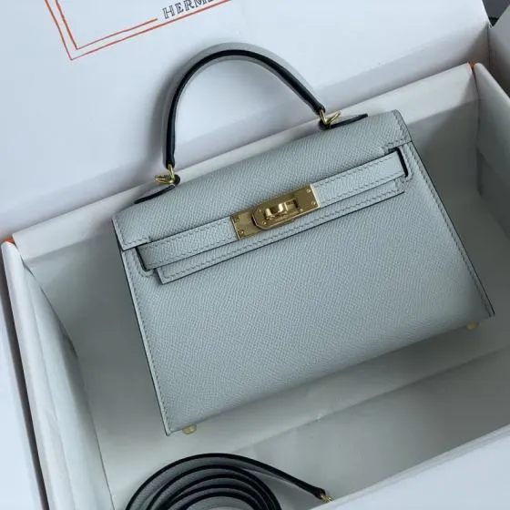 Hermes Kelly Light Blue mini crossbody 1 1 Replica