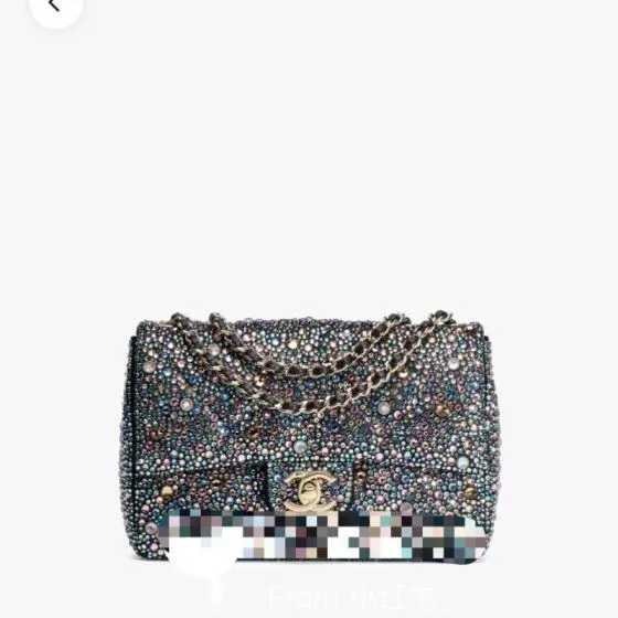 Chanel Classic Flap Black multicolor strass 20cm shoulder 1 1 Replica