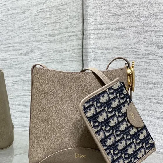 Dior Toujours Taupe leather with navy Oblique canvas everyday 1 1 Replica