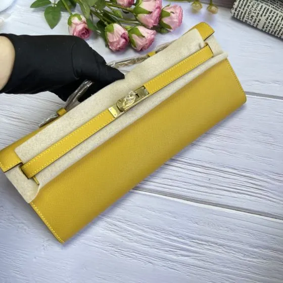 Hermes Kelly Cut Yellow Epsom 31 evening AAA Quality Replica